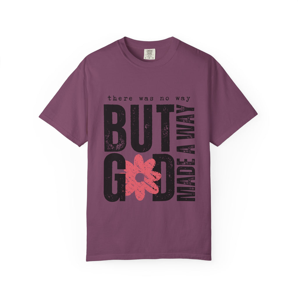 Christian Graphic T-Shirt — "But God Made A Way" Floral Faith Tee