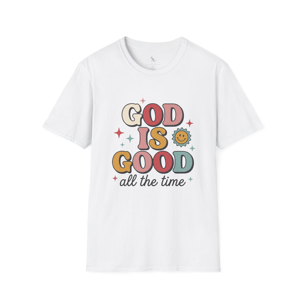God Is Good T-Shirt — Retro Smile Faith Graphic Tee ("God Is Good All The Time")
