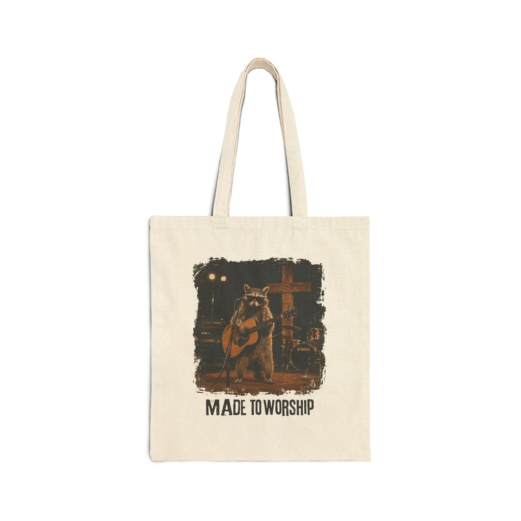 Made to Worship Cotton Tote Bag — Christian Music Guitar Worshipper Canvas Tote