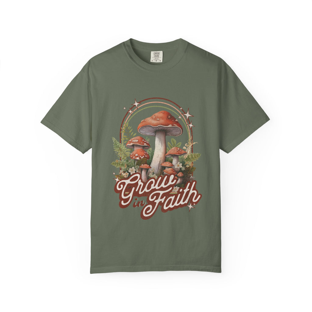 Grow in Faith Mushroom T-Shirt — Spiritual Nature Graphic Tee