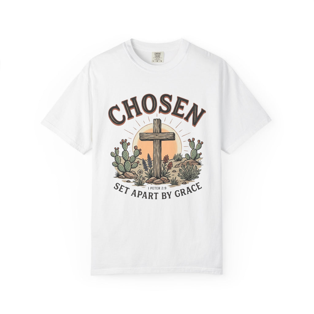 Chosen Cross T-Shirt — "Set Apart by Grace" Christian Faith Tee