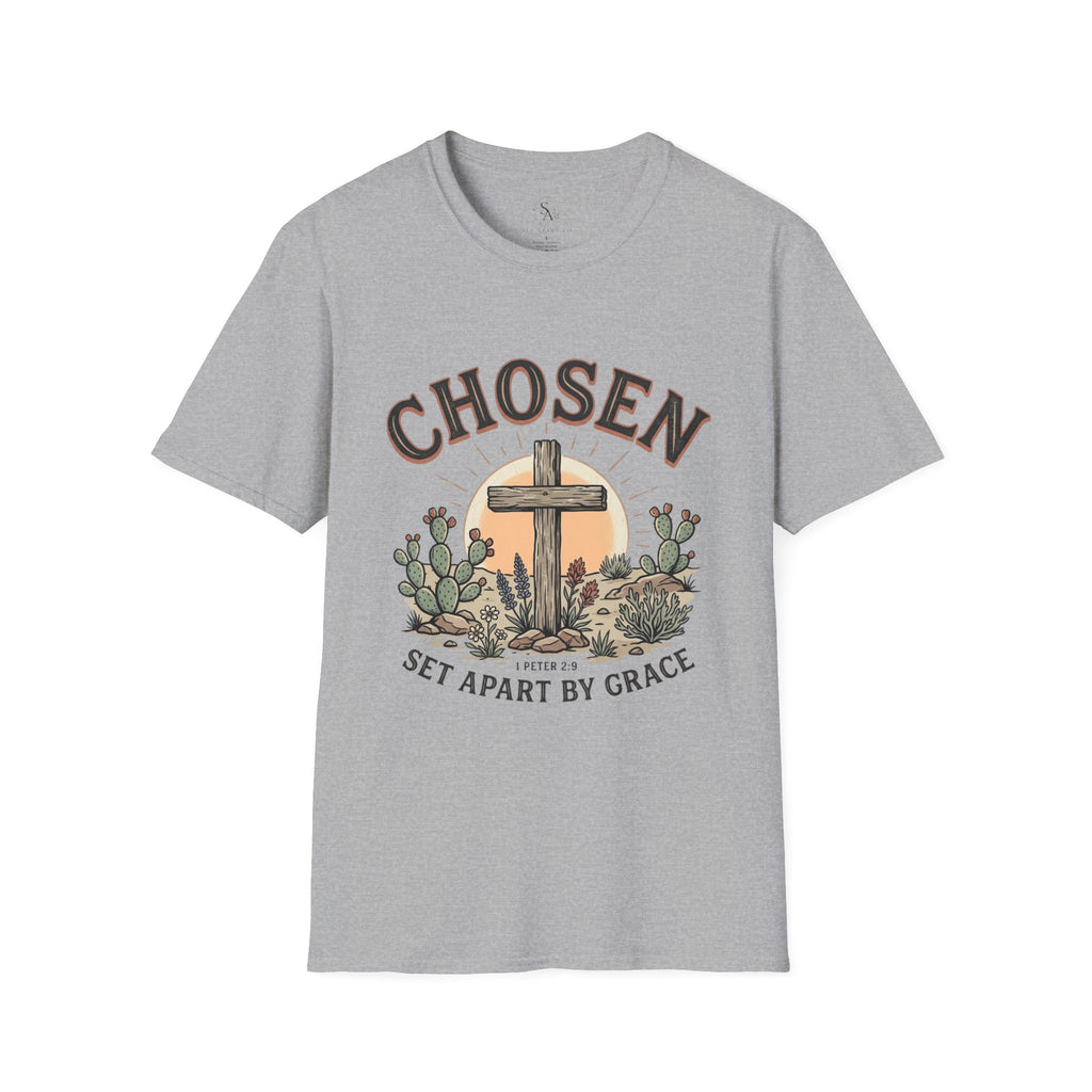 Chosen Cross T‑Shirt — "Chosen: Set Apart by Grace" Christian Tee