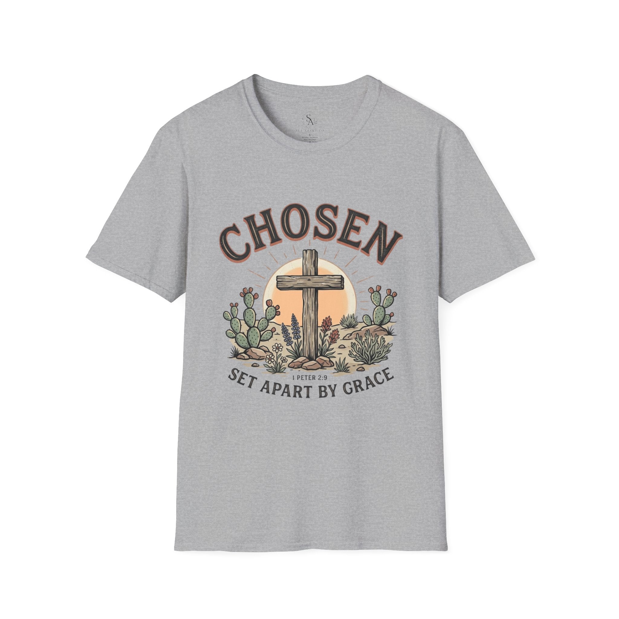 Chosen Cross T‑Shirt — "Chosen: Set Apart by Grace" Christian Tee
