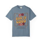 God Is Good T-Shirt — Floral Christian Faith Tee ("my attitude is a work in progress")