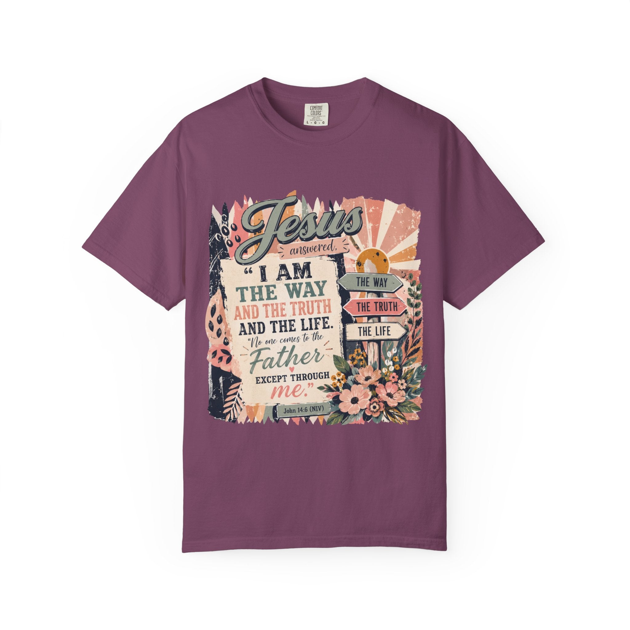 Jesus 'I Am The Way' Vintage Floral T-Shirt — Christian Faith Scripture Tee