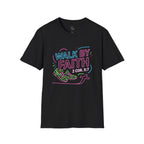 Walk By Faith T-Shirt — Neon Scripture 2 Cor. 5:7 Christian Tee
